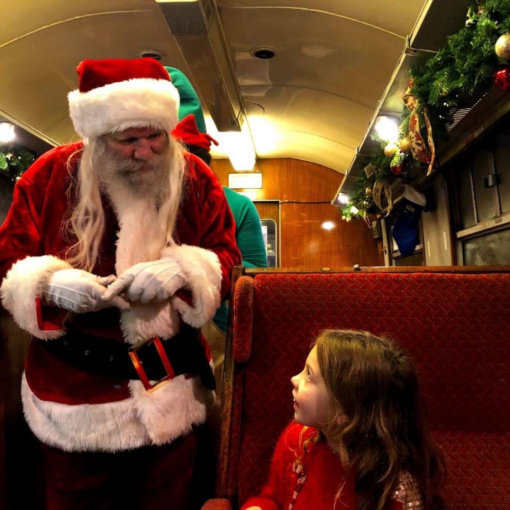 Santa Claus On The Polar Express Train In Birmingham
