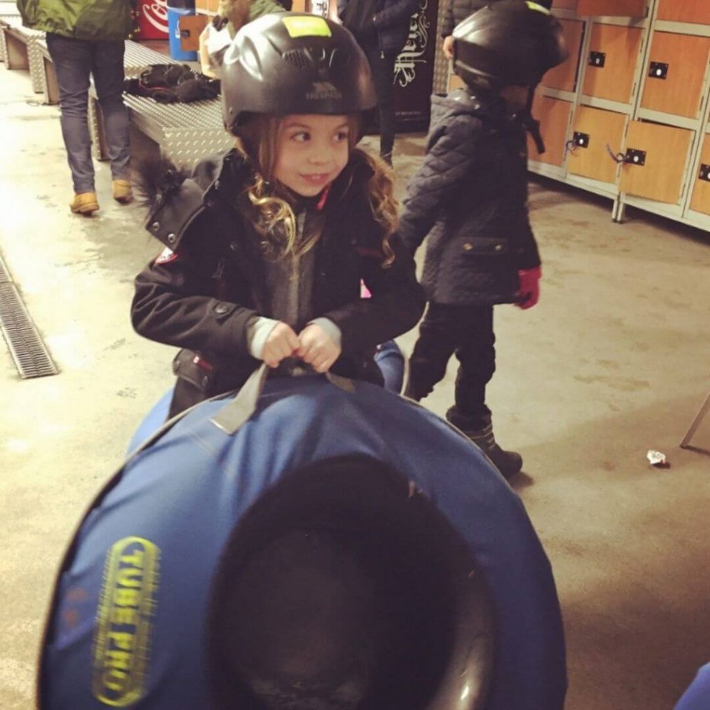Piper Quinn From Are We There Yet Kids About To Go Tubing At The Snow Dome