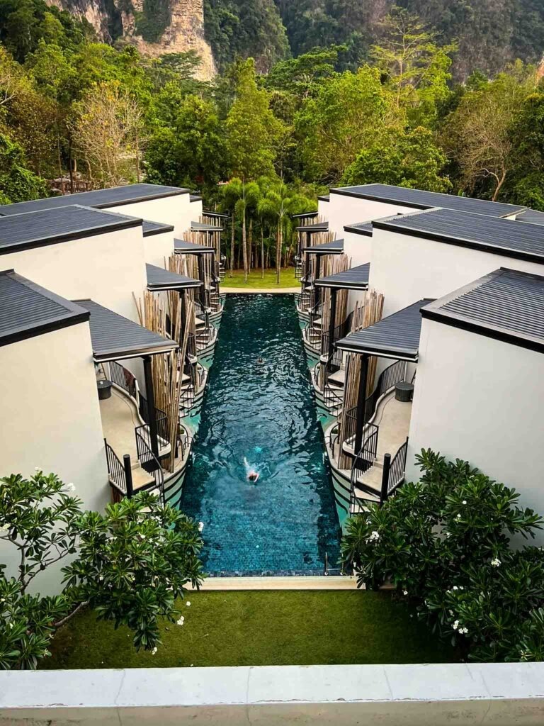 lap pool at bottom of pool access villas in a krabi hotel