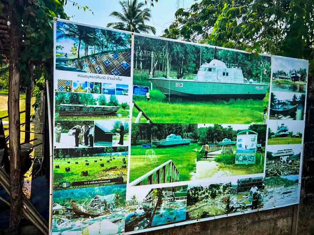 photos from the boxing day tsunami on a large board