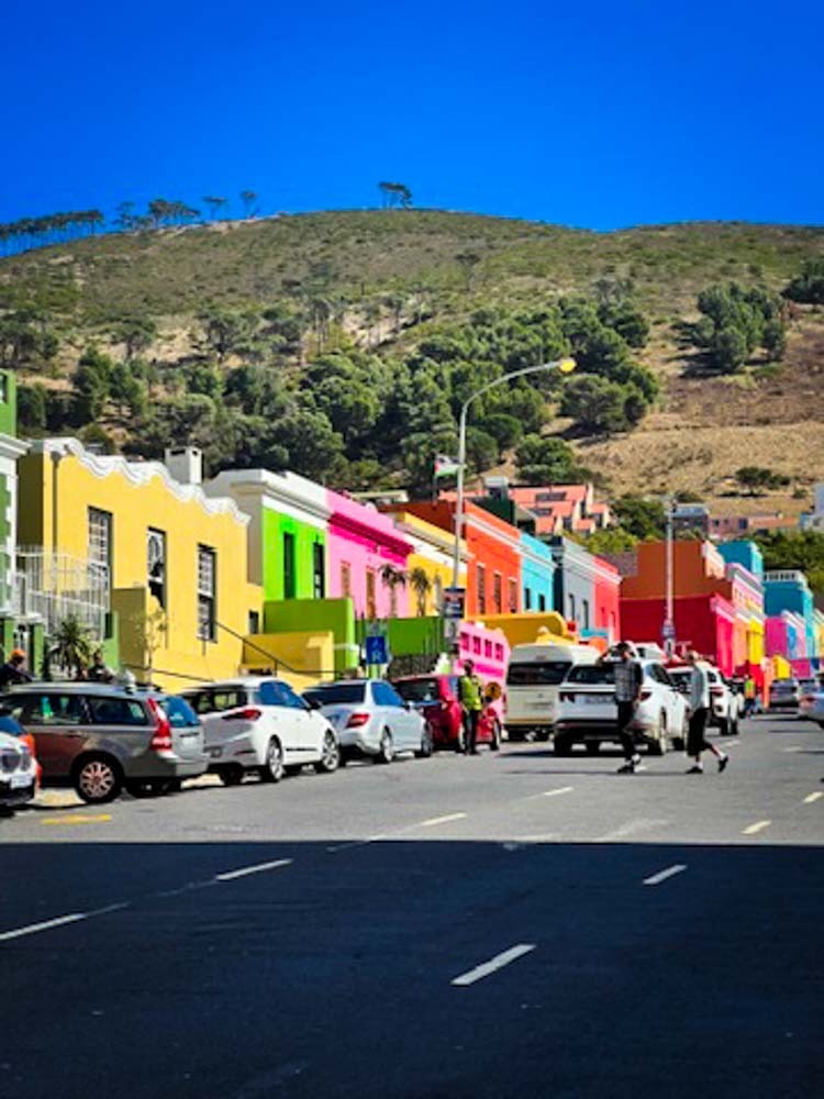 colourful line of houses in bo kaap district