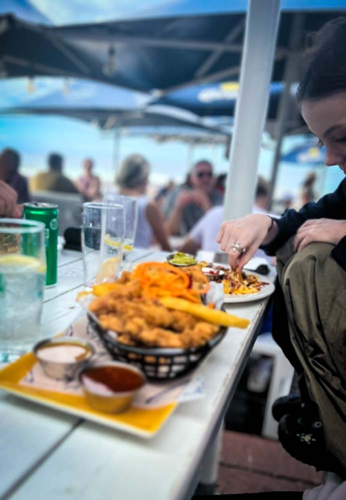 basket of chicken and chips at a restaurant in mossel bay