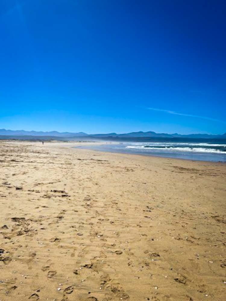 plettenberg beach with yellow sun and a blue sunny sky